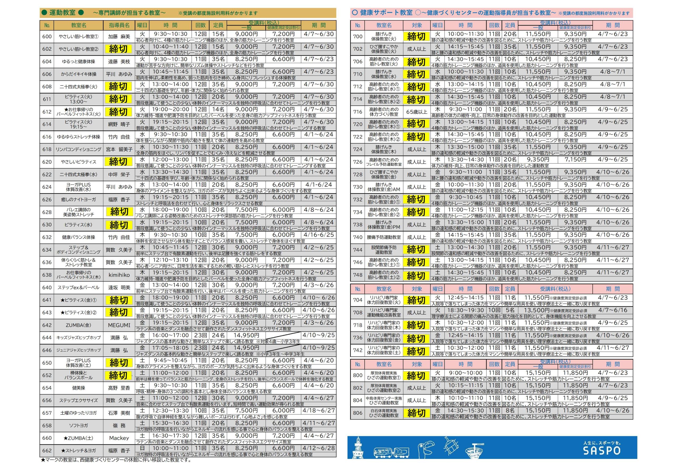 【教室募集】R8年4月スタート（4～6月開講）運動教室【追加】募集☀（途中受講・体験も可能）画像
